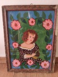 Tablou pictura pe sticla vechi, Portrete, Acrilic, Realism