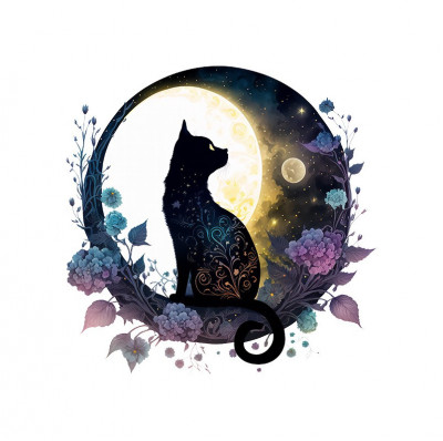 Sticker decorativ Pisica Noptii, Multicolor, 55 cm, 5520ST foto