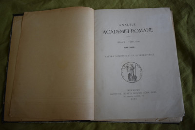 Analele Academiei Romane seria II tomul XVIII 1895-1896 partea administrativa foto
