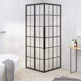 Cabina dus vidaXL 70x70x180cm, sticla ESG mata, negru, colt, economie spatiu