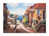 Tablou peisaj citadin mediteranean pictat manual, Colt de rai, 70x50cm ulei pe panza, Superb