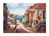 Cumpara ieftin Tablou peisaj citadin pictat manual, Colt de rai, 70x50cm ulei pe panza in cutit efect 3D, gata de expus pe perete