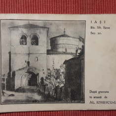 Iasi - Biserica Sf. Sava - dupa o gravura a lui Al. Ionescu-Iasi - interbelica