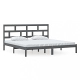 Cumpara ieftin Cadru de pat, gri, 200x200 cm, lemn masiv de pin