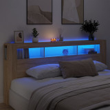 Tablie de pat cu LED, stejar sonoma, 220x18,5x103,5 cm, lemn GartenMobel Dekor, vidaXL