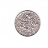 Moneda Marea Britanie 6 pence 1966, stare foarte buna, curata, Europa, Cupru-Nichel