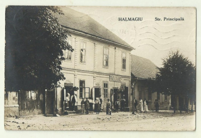 cp Halmagiu : Strada Principala - circulata 1939, timbru foto