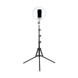 Lampa LED tip inel, 12 W, 3 moduri iluminare, trepied 55-160 cm, inel 26 cm, 10 trepte luminozitate