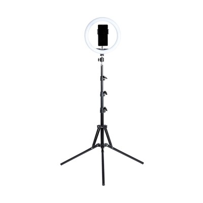 Lampa LED tip inel, 12 W, 3 moduri iluminare, trepied 55-160 cm, inel 26 cm, 10 trepte luminozitate foto
