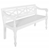 Cumpara ieftin Bancă Batavia, alb, 123 cm, lemn masiv mahon
