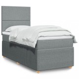 VidaXL Pat box spring cu saltea, gri deschis, 90x200 cm, textil 3294232