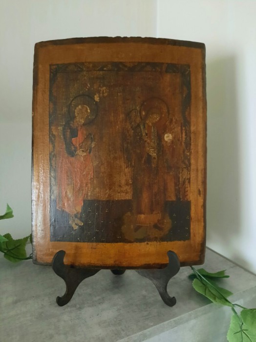 Icoana pe lemn, Ap. Petru si Arh, 16-17th, doc. de exp, RARA