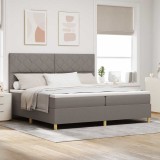Cumpara ieftin Pat cu arcuri cu headboard Gri taupe 200 x 200 cm tesatura