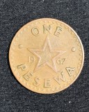 Moneda 1 pesewa 1967 Ghana