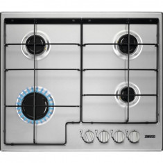 Plita incorporabila pe gaz Zanussi ZGH65414XS, 4 zone de gatit, aprindere electrica, dispozitiv siguranta, 60 cm, inox