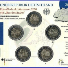 GERMANIA 2010 - 5 x 2 euro comemorativ -Primaria Bremen -A,D,F,G,J -blister/BU