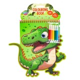 Cumpara ieftin Carte de colorat cu 5 carioci si stickere, Grafix, Dinozaur, 20 de pagini