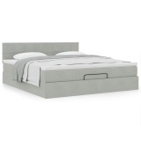 Gossi cadru de pat otoman cu saltea gri deschis 160x200cm catifea