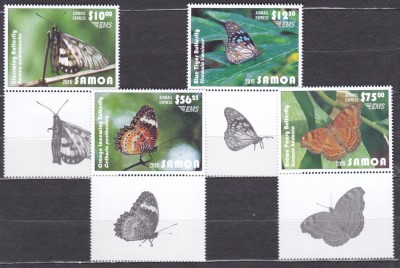 DB1 Fauna Samoa Fluturi serie cu vinieta MNH foto