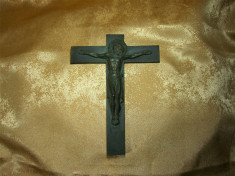Crucifix Bronz Art Deco Franta, Mid Century Modern, Colectie, Vintage foto