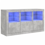 Cumpara ieftin Servanta cu lumini LED, gri beton, 123x37x67 cm