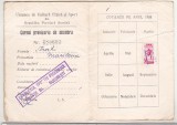 Bnk div UCFS - carnet provizoriu de membru - 1958, Romania de la 1950, Documente