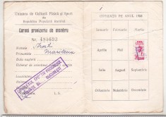 bnk div UCFS - carnet provizoriu de membru - 1958