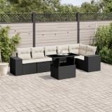 vidaXL Set canapele de grădină cu perne, 7 piese, negru, poliratan 3269176