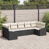 VidaXL Set de canapele pentru grădină 7 pcs Negru Rattan poli 3346867