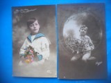 HOPCT 1792 COPII--ROMANTICA-FRANTA-LOT 2 CARTI POSTALE VECHI-CIRCULATE