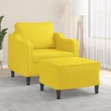VidaXL Fotoliu canapea cu taburet, galben deschis, 60 cm, textil