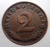 2.636 GERMANIA 2 REICHSPFENNIG 1938 D, Europa, Bronz