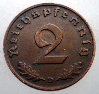 2.636 GERMANIA 2 REICHSPFENNIG 1938 D foto