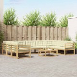 vidaXL Set de canapele de exterior cu pernă 10 pcs Alb și crem 3387054