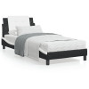 Cadru de pat cu tablie negru si alb 90x190 cm piele artificiala GartenMobel Dekor, vidaXL