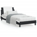 VidaXL Cadru de pat cu tăblie negru și alb 90x190 cm piele artificială