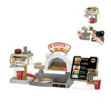 Set de Joacă Pizzerie, Model Pizza Shop, Cuptor Lemn, Aparat Cafea, Casă de Marcat, Multicolor