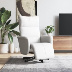 vidaXL Fotoliu rabatabil cu suport de picioare, alb, piele ecologică
