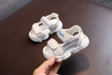 Sandale albe cu dungi cu sclipici lila si bleu (Marime Disponibila: Marimea 25)