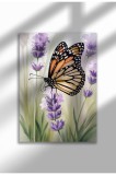 Poster pe p&acirc;nză cu lavandă, fără ramă - Imprimare digitală pe p&acirc;nză mată - Fluture pe o floare de lavandă | A4 (21 x 29.7 cm)