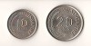 SV * Singapore LOT 10 + 20 CENTS 1982 - 1984 UNC, Asia, Nichel
