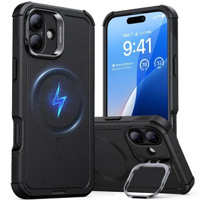 Husa iPhone 16 ESR Cyber Armor Kickstand, negru foto