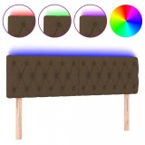 Cumpara ieftin Tablie de pat cu LED, maro inchis, 144x7x78/88 cm, textil