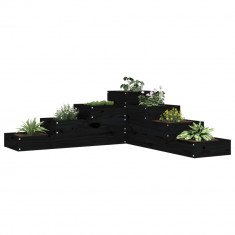 Jardiniera gradina 4 niveluri, negru, 106x104,5x36 cm lemn pin GartenMobel Dekor