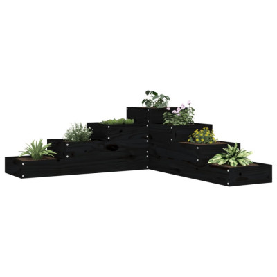 Jardiniera gradina 4 niveluri, negru, 106x104,5x36 cm lemn pin GartenMobel Dekor foto