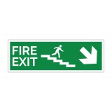 Indicator evacuare Fire Exit cu săgeată dreapta jos și scară