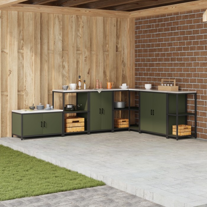 vidaXL Dulap de depozitare pentru bucătărie cu raft Verde oliv Oţel
