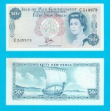 Insula Man (p#33) 50 New Pence 1979 aUNC+ &#039;Corabie Vikingă&#039; serie: C549979