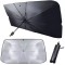 Parasolar Auto Pliabil, pentru Masina, in Forma de Umbrela, 120 cm x 60 cm, Rezistent UV, Negru-Argintiu