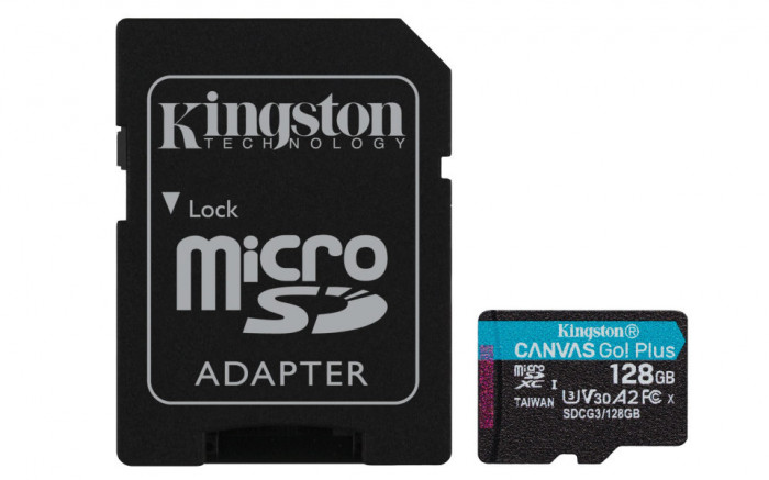 CARD MicroSD KINGSTON, 128 GB, microSDXC, clasa 10, standard UHS-I U3,